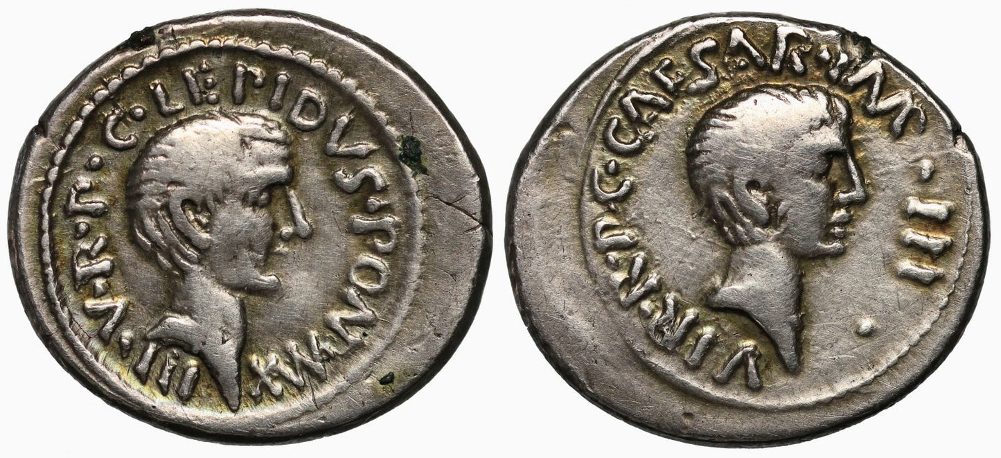 Lepidus & Octavian, Silver Denarius