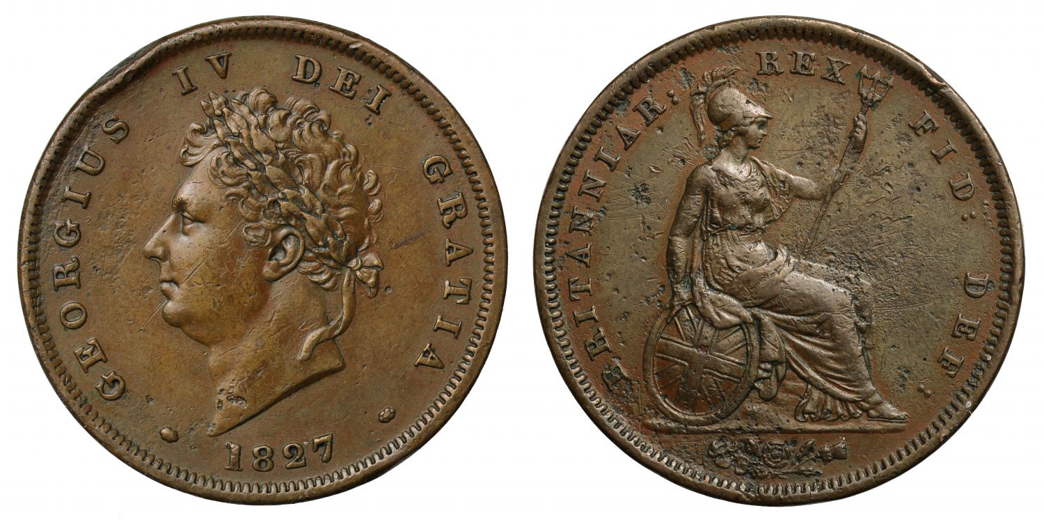 George IV 1827 Penny, rarest date of the reign