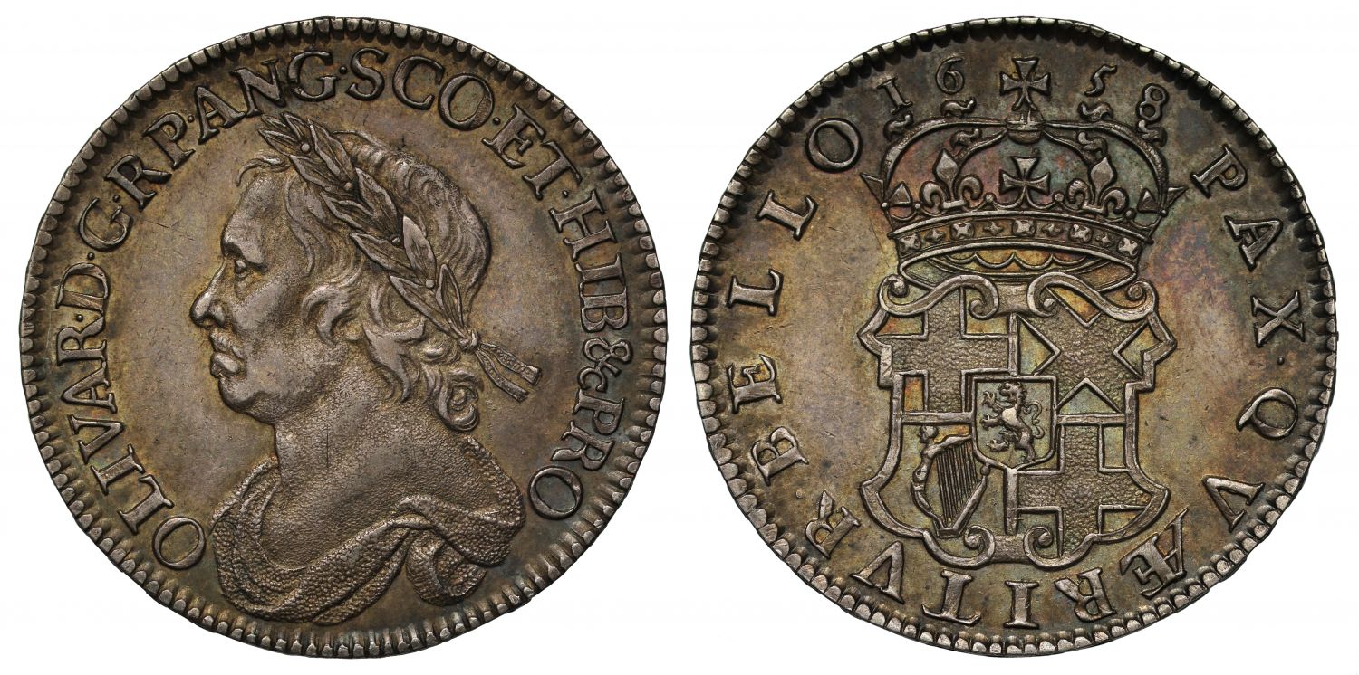 Oliver Cromwell 1658 Halfcrown AU58