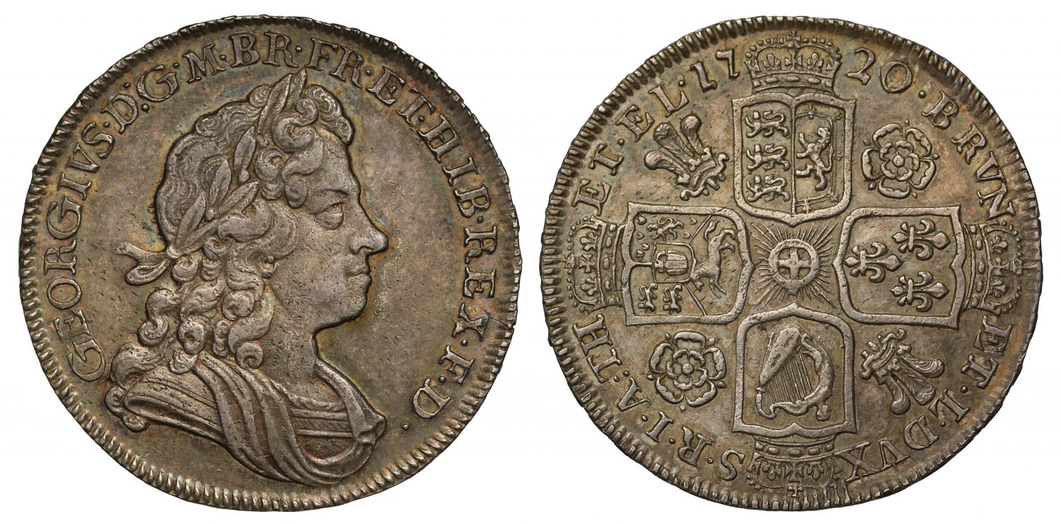 George I 1720 Halfcrown, non overdate, very rare