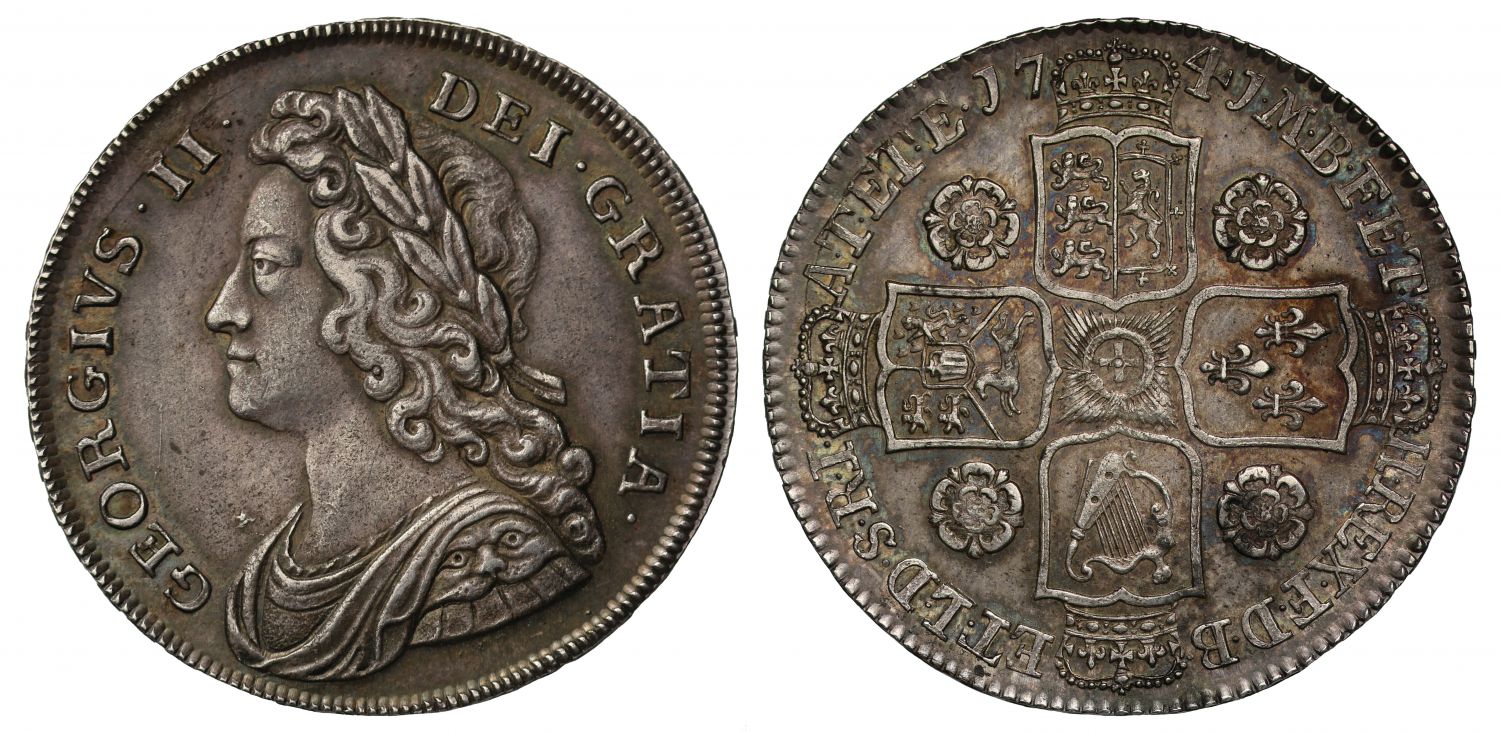 George II 1741 Halfcrown, young head, roses