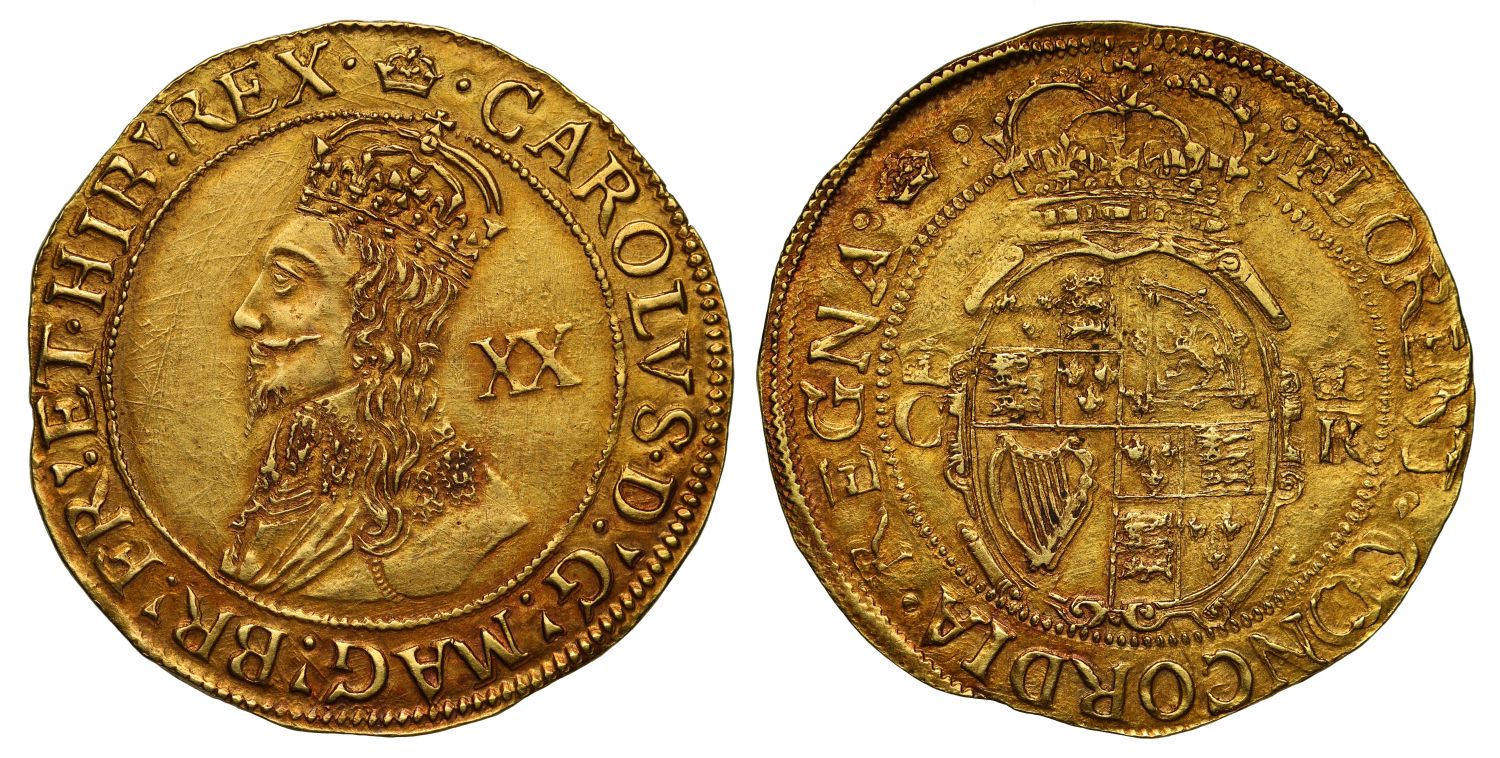 Charles I gold Unite mintmark coronet