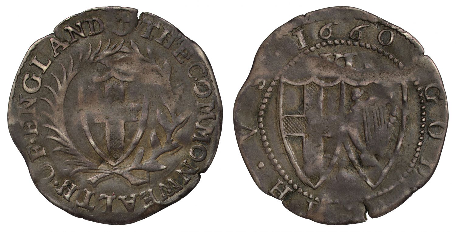 Commonwealth 1660 Sixpence mm anchor