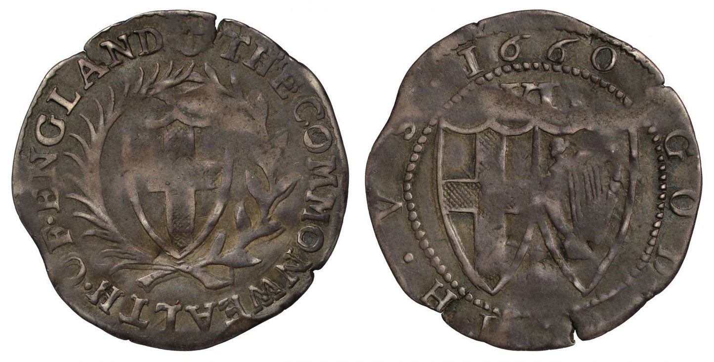 Commonwealth 1660 Sixpence mm anchor