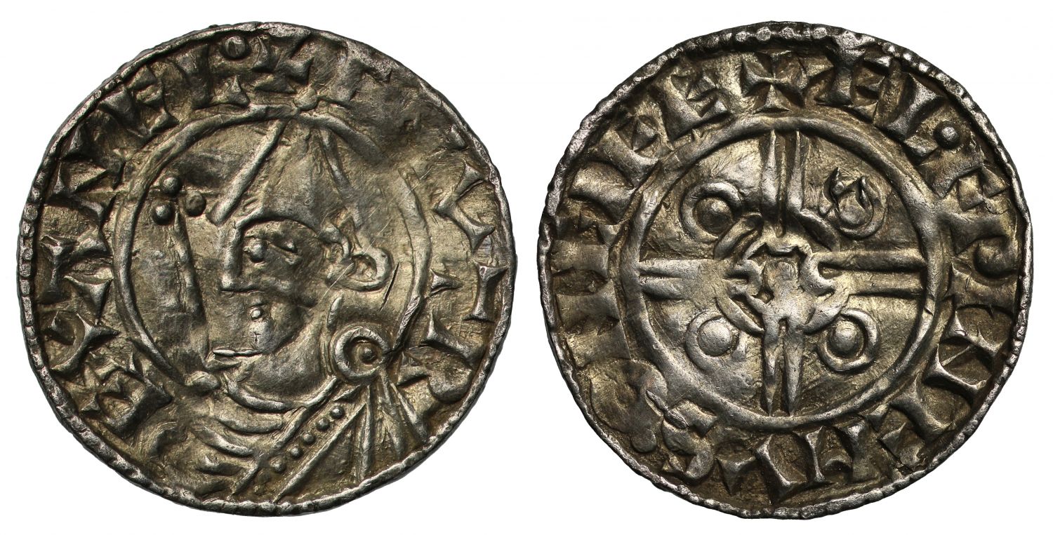 Canute Helmet type Penny, Ilchester, Aethelwine Mus