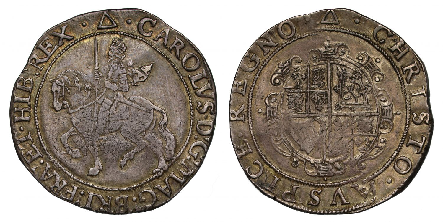 Charles I Halfcrown, Tower Mint, type 3a2, mm triangle