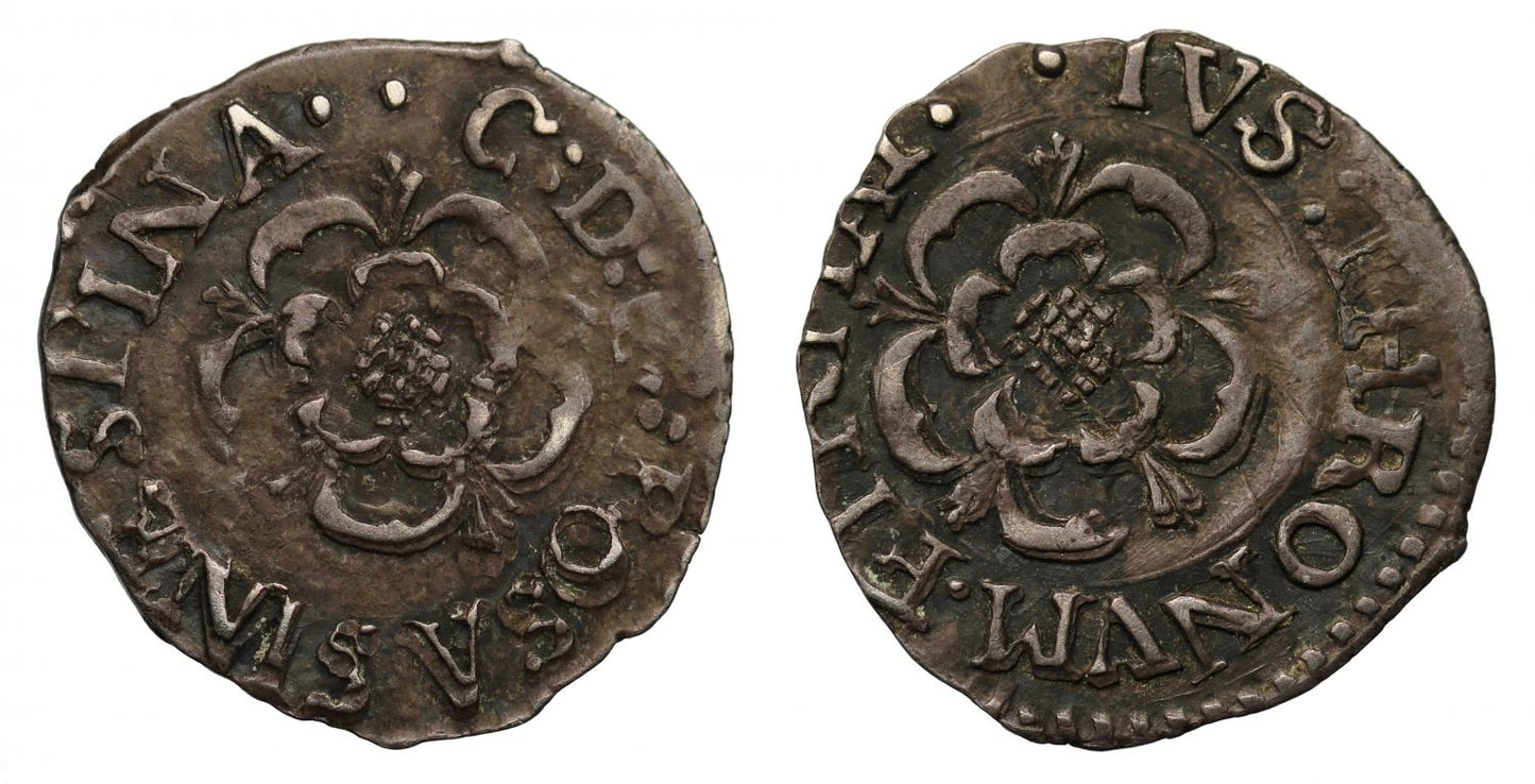 Charles I Penny mm two pellets, group A, type 1a no inner circles