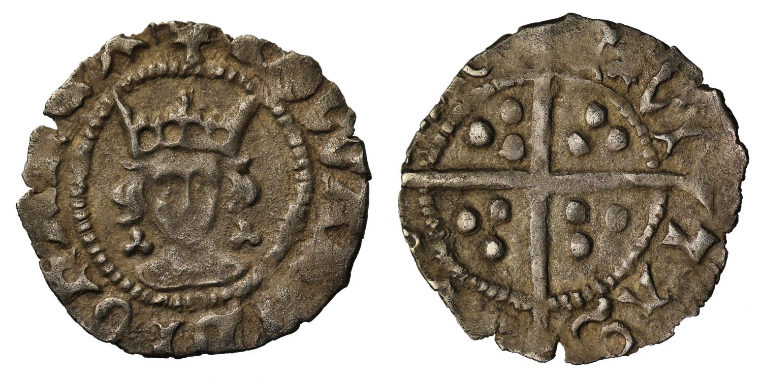 Edward IV, first reign, Halfpenny York, trefoils at neck
