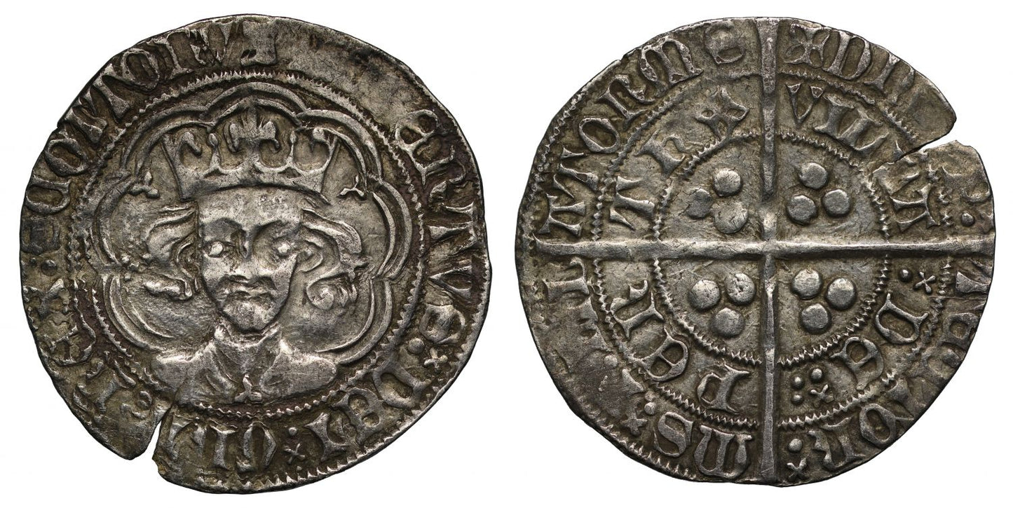 Scotland, Robert III Groat, 7 arc tressure, trefoil on breast and cusps
