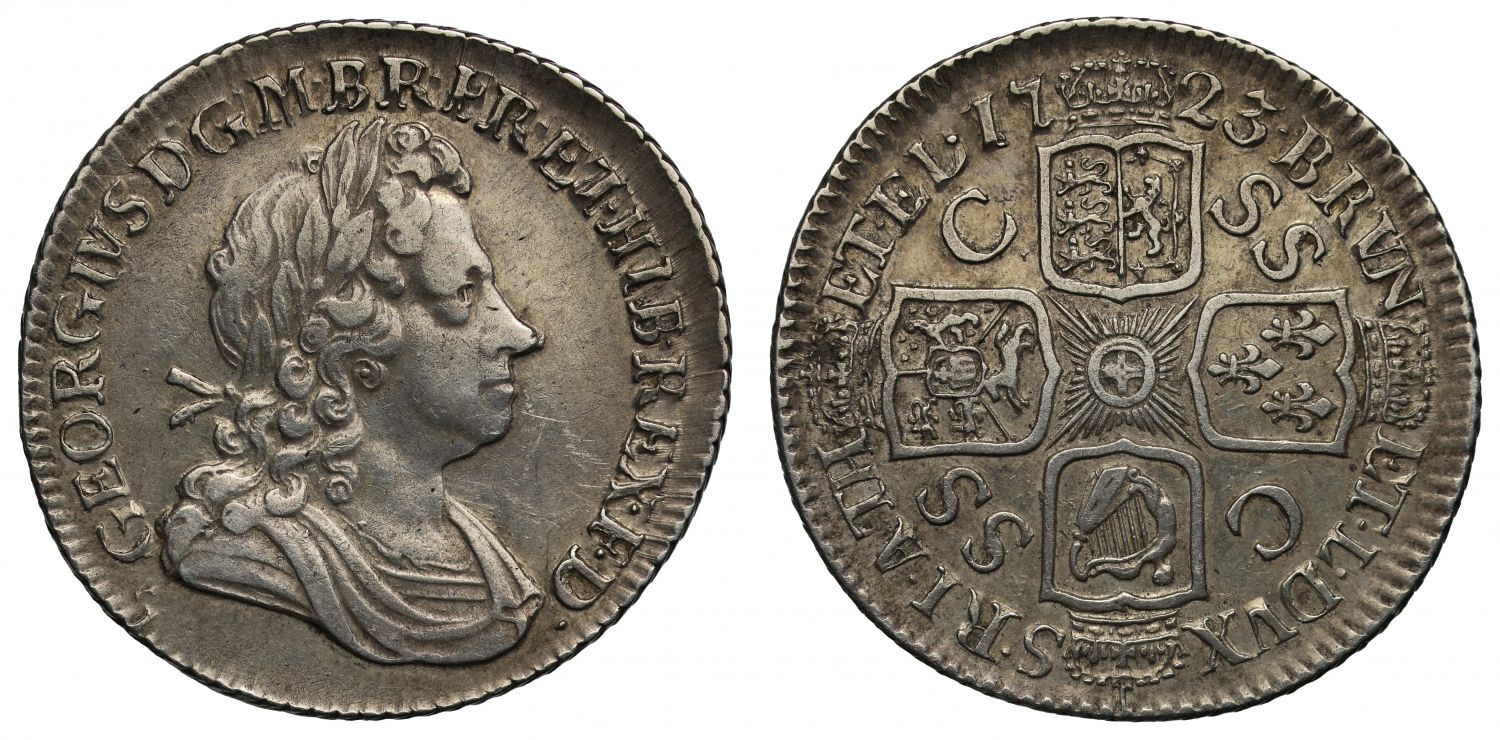 George I 1723 SSC Shilling, first bust