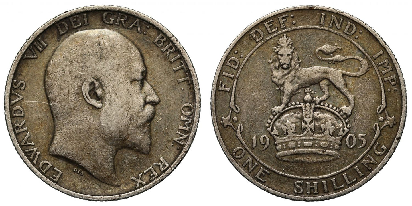 Edward VII 1905 Shilling, the rarest date of this reign and for denomination