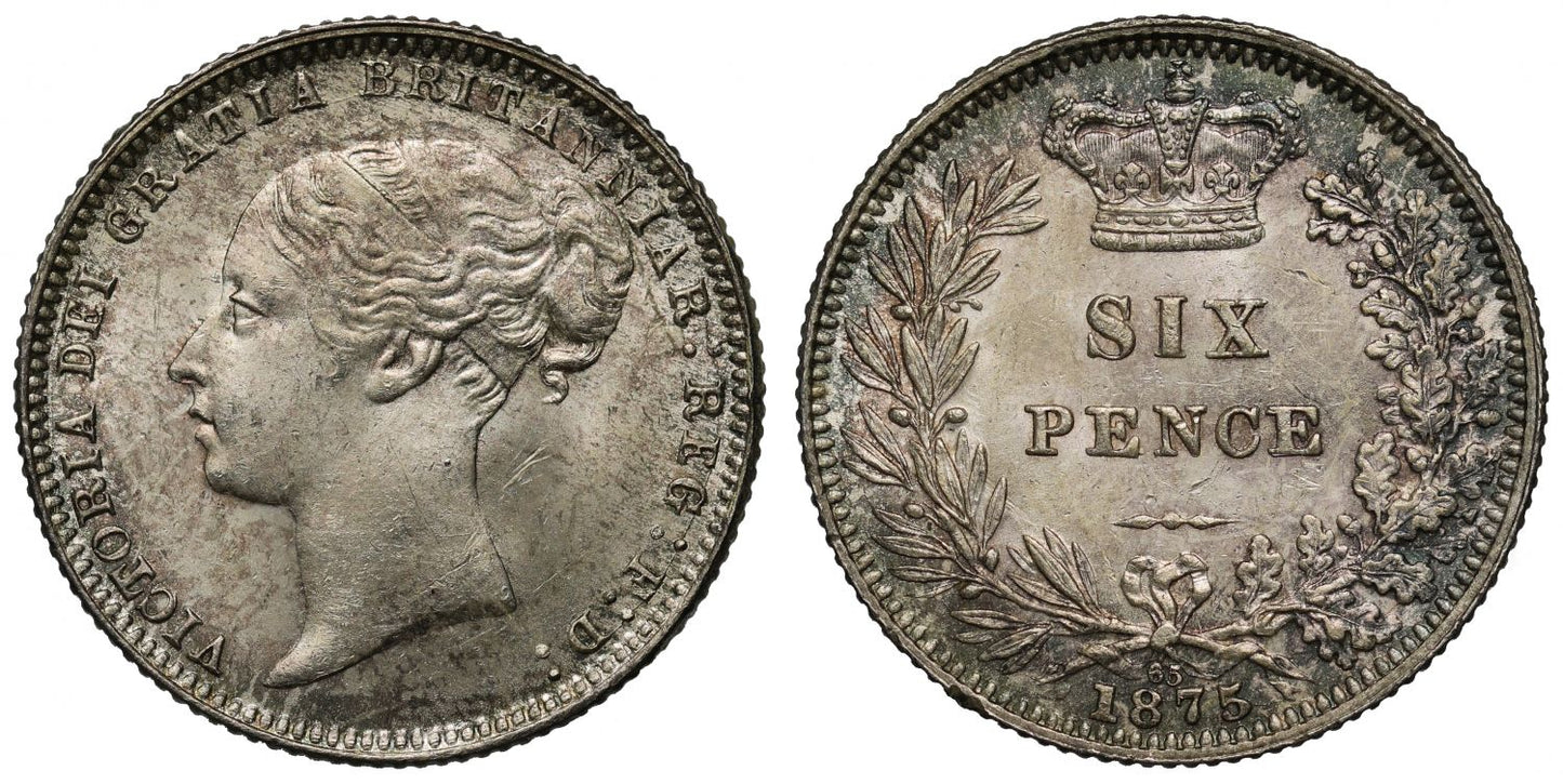 Victoria 1875 Sixpence, Davies dies 4+C