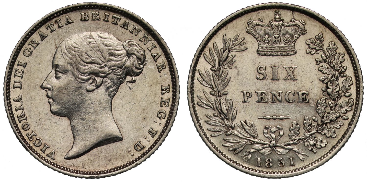 Victoria 1851 Sixpence, rare Davies variety