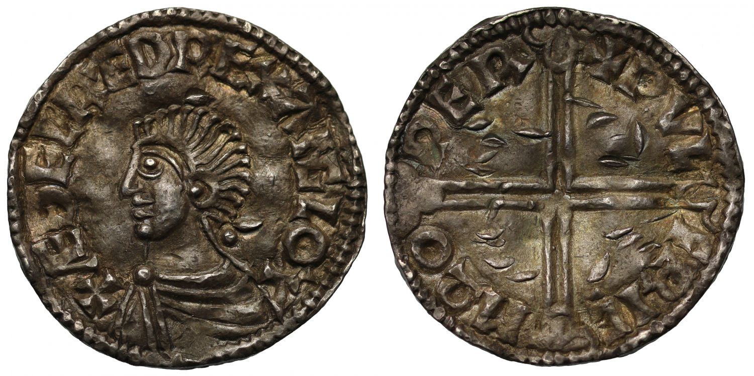 Aethelred II Penny, Long cross type, Wareham, Wulfric, ex Arnott and Williams