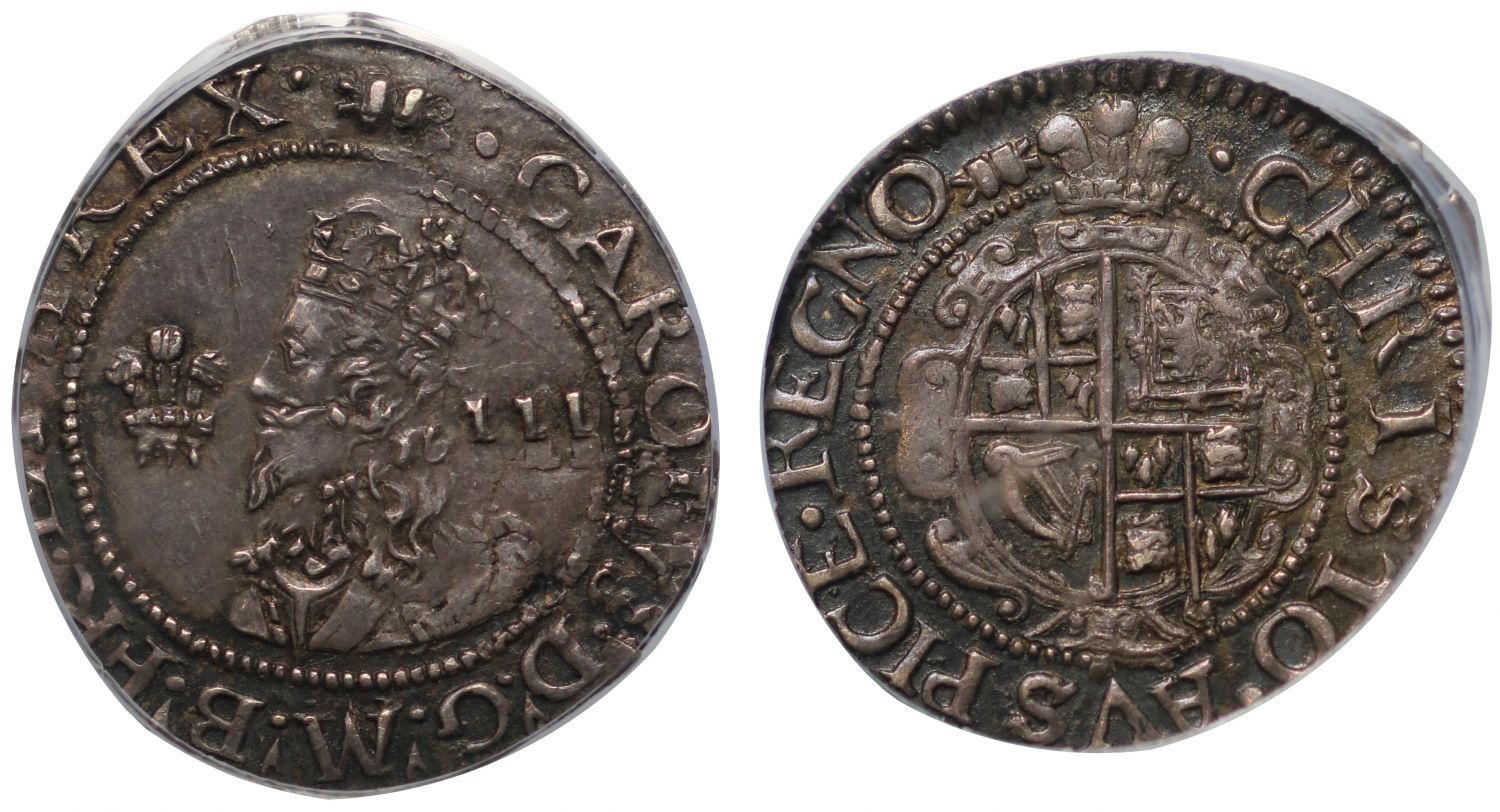 Charles I Threepence Aberystwyth mint AU50