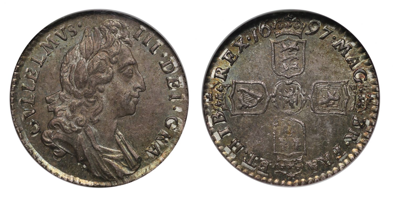 William III 1697 Sixpence MS63