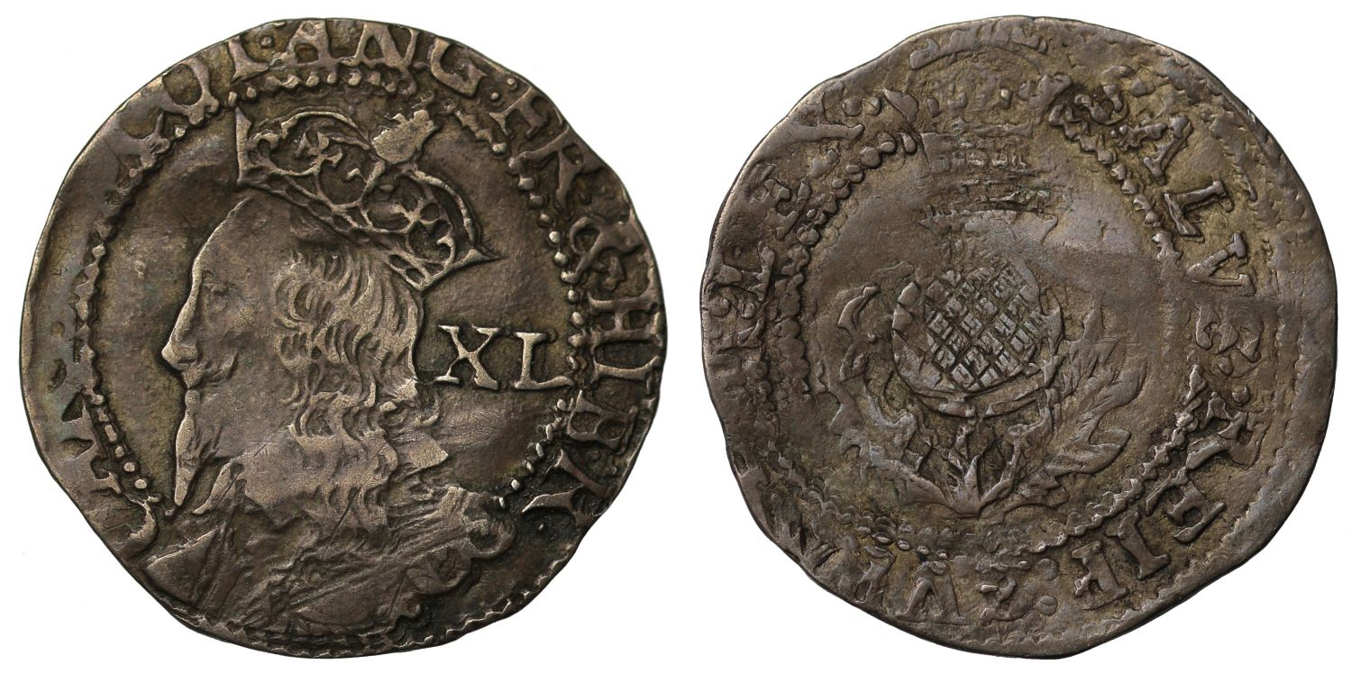 Scotland, Charles I Forty Pence, Briot hammered issue