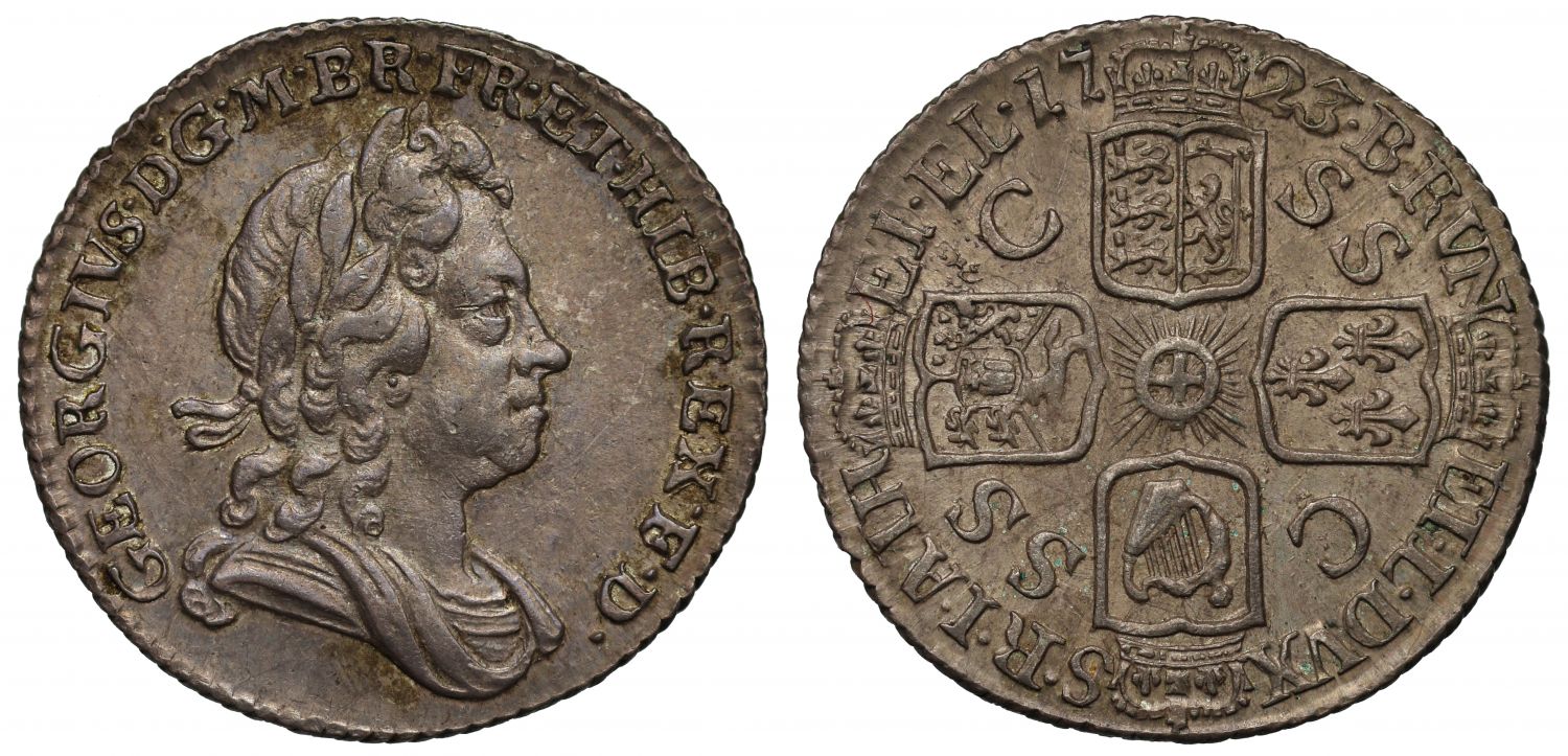George I 1723 SSC Sixpence, South Sea Company issue