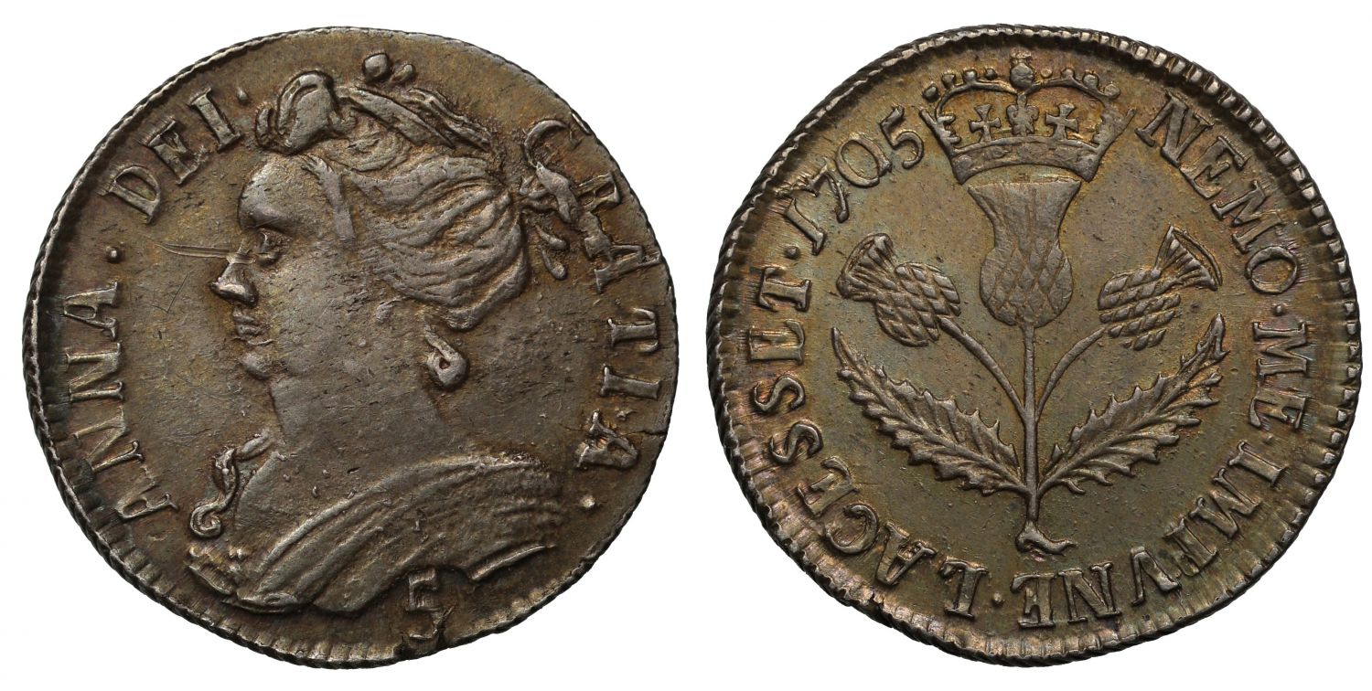 Scotland, Anne 1705 silver Five-Shillings