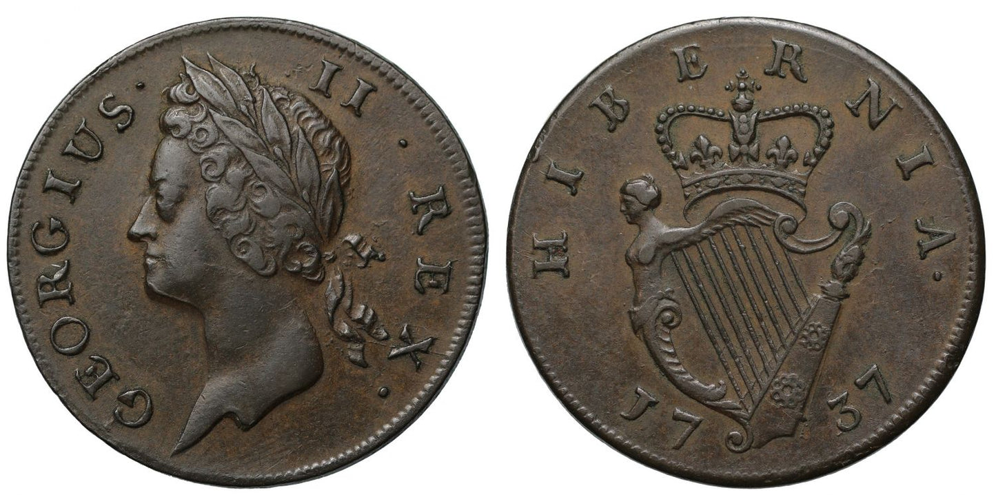 Ireland, George II 1737 copper Halfpenny