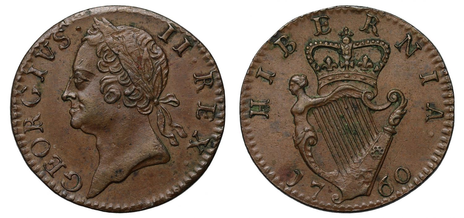 Ireland, George II 1760 copper Farthing