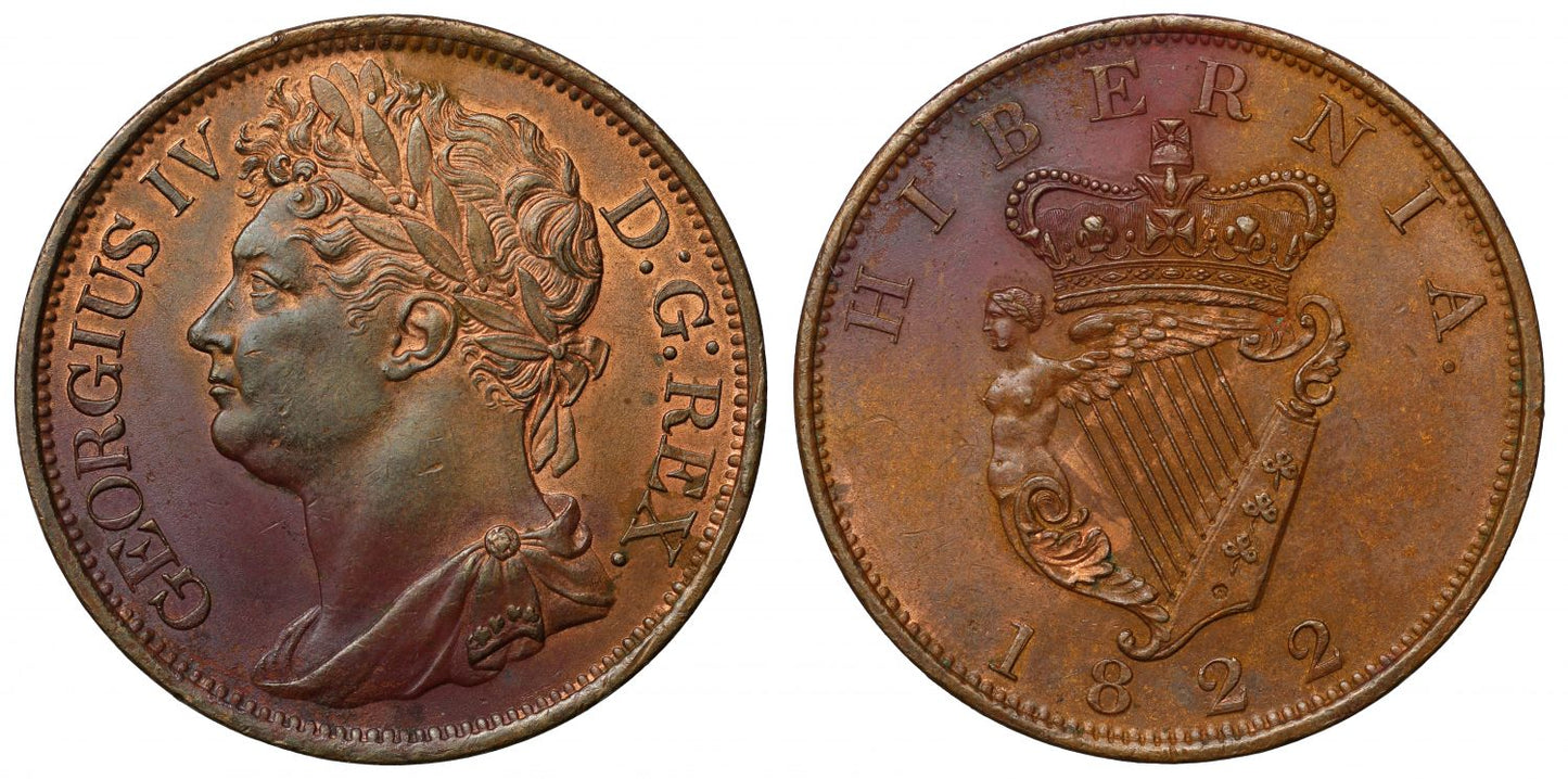Ireland, George IV 1822 copper Penny