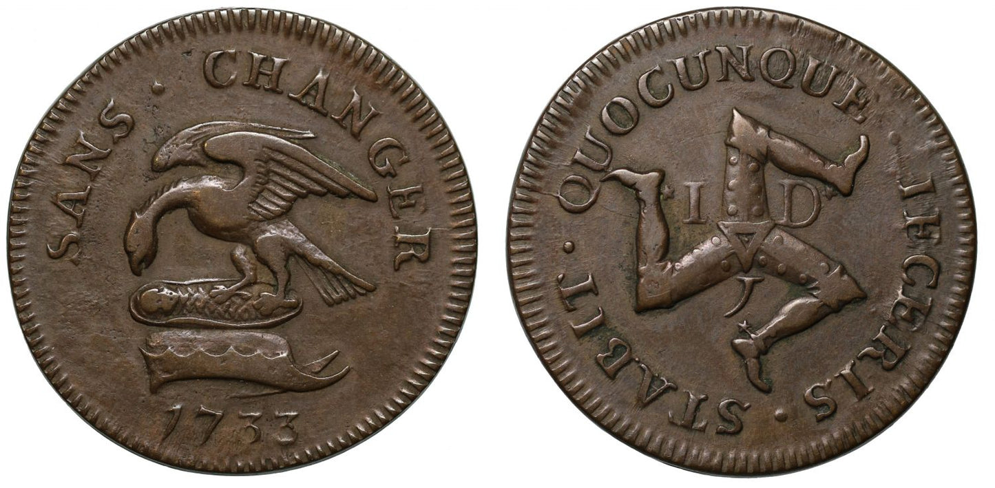 Isle of Man, James Stanley, 1733 copper Penny