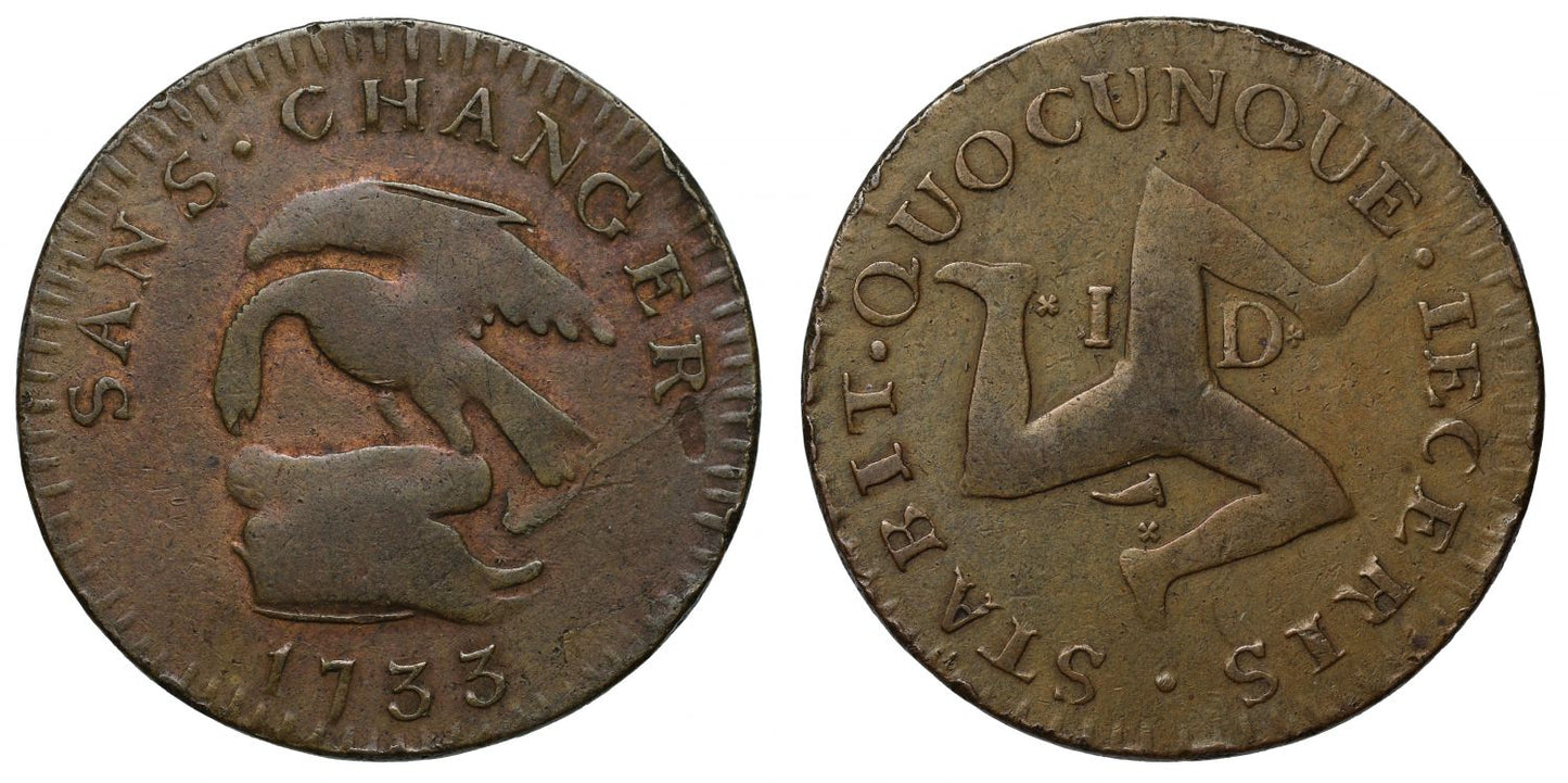Isle of Man, James Stanley, 1733 copper Penny