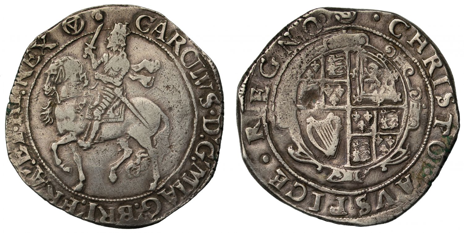 Charles I Halfcrown mm triangle in circle, inverted on obverse