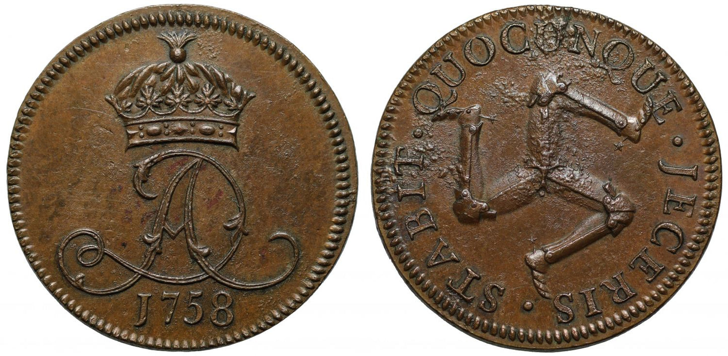 Isle of Man, James Murray 1758 copper penny