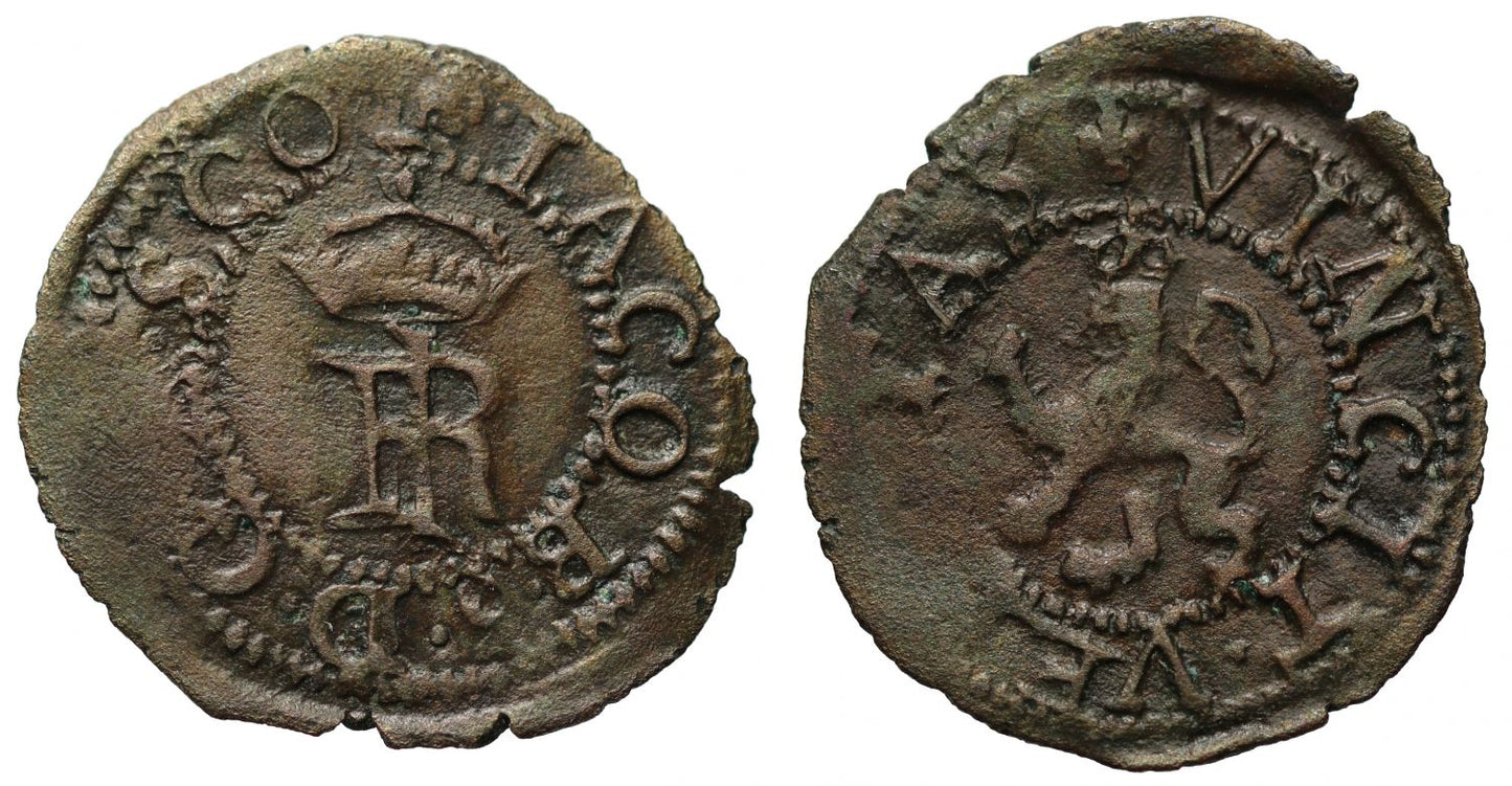 Scotland, James VI copper Penny Plack, extremely rare issue