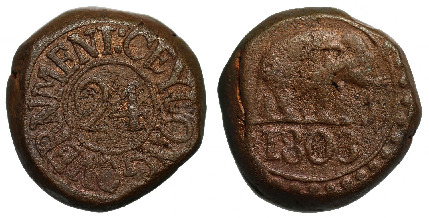 Ceylon, George III 1803 copper 24-Stivers.