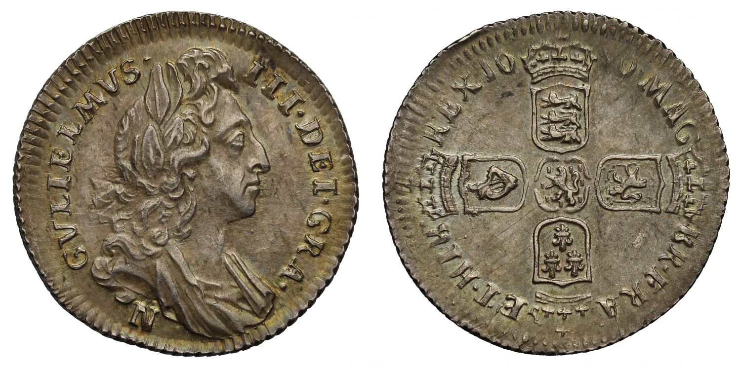 William III Sixpence 1696N, Norwich Mint, first bust, large crowns, early harp