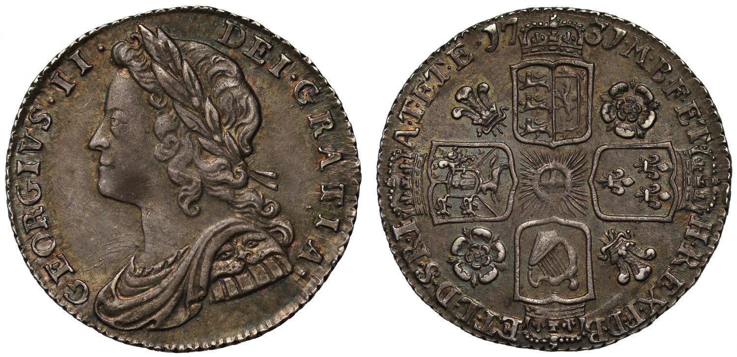 George II 1731 Sixpence roses and plumes