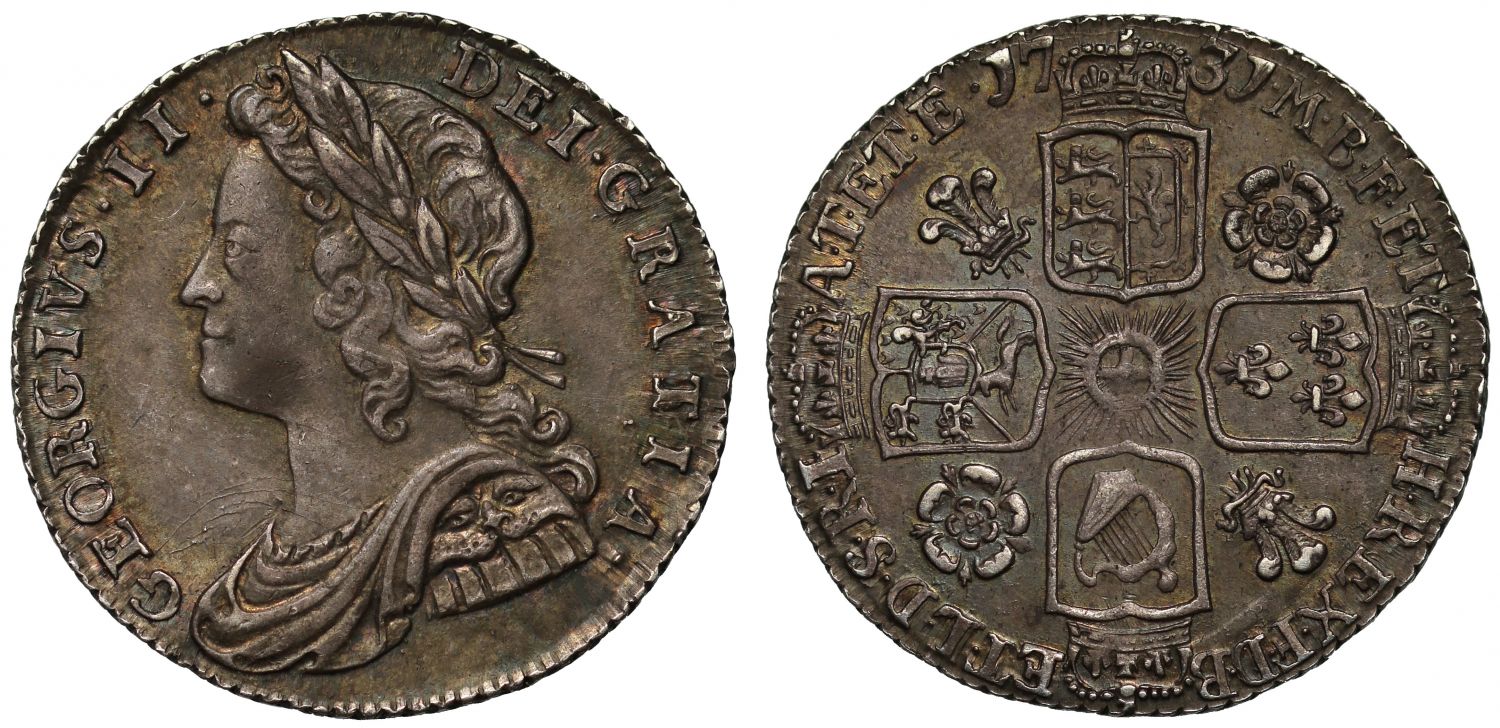 George II 1731 Sixpence roses and plumes