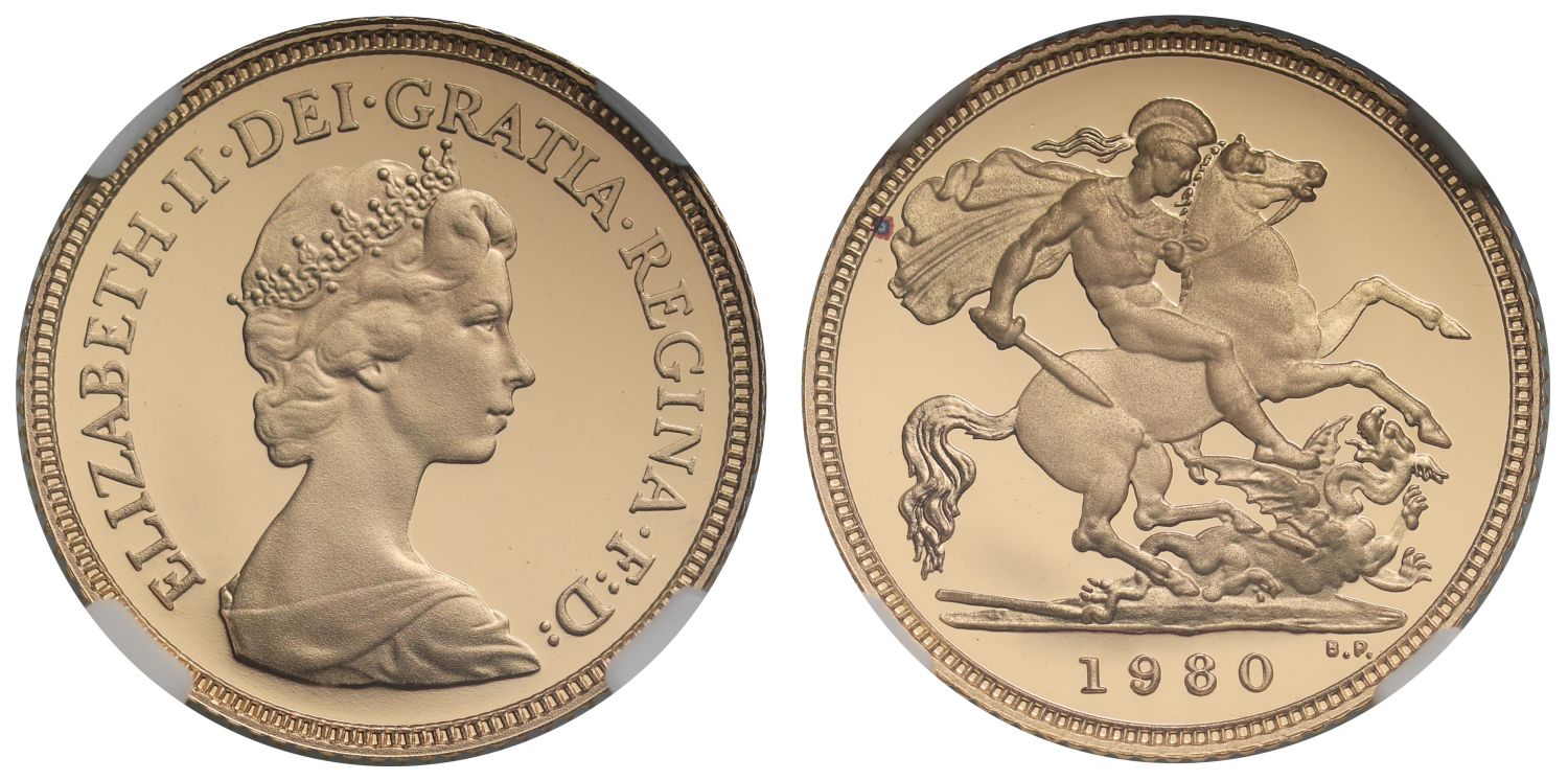 Elizabeth II 1980 proof Half-Sovereign PF70 ULTRA CAMEO