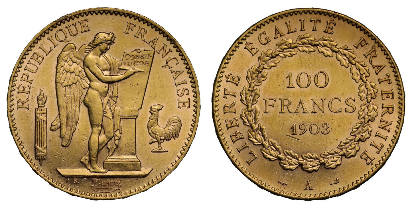 France, 1903-A gold 100-Francs