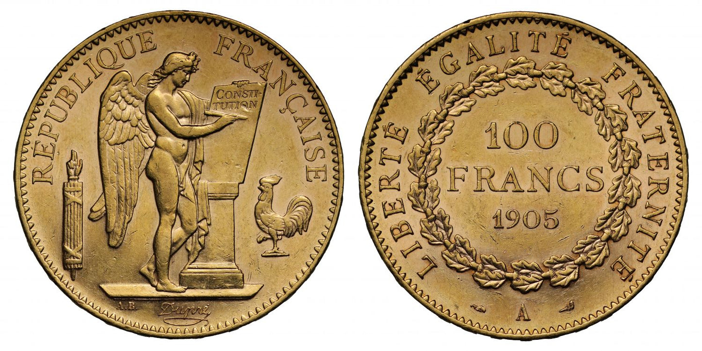France, 1905-A gold 100-Francs