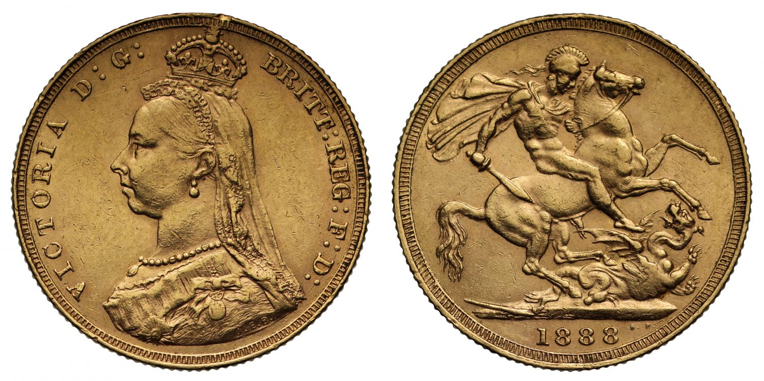 Victoria 1888 London mint Sovereign, first legend