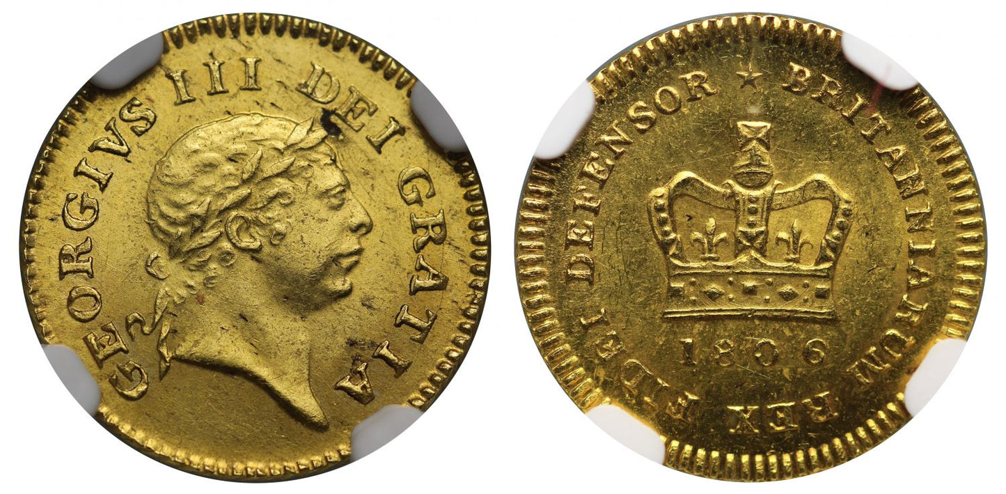 George III 1806 Third-Guinea of Seven Shillings, 3rd type, 2nd bust MS62