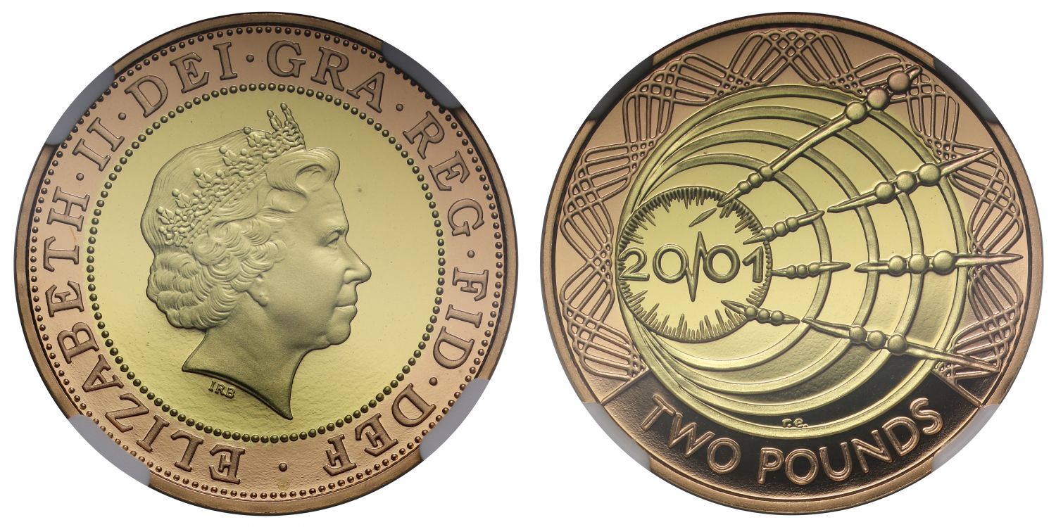 Elizabeth II 2001 proof Two-Pounds PF69 ULTRA CAMEO