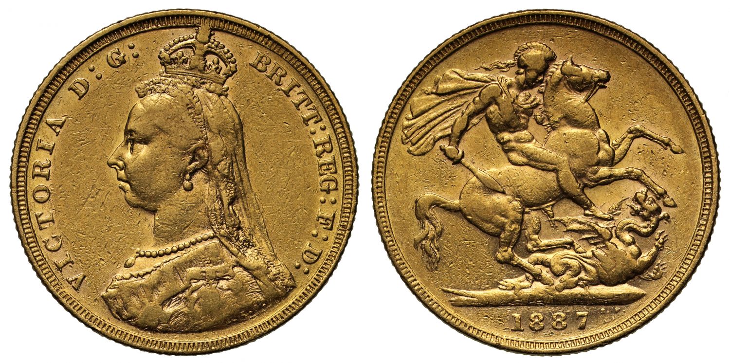 Victoria 1887 M Sovereign Melbourne Mint DISH M1 rare R5