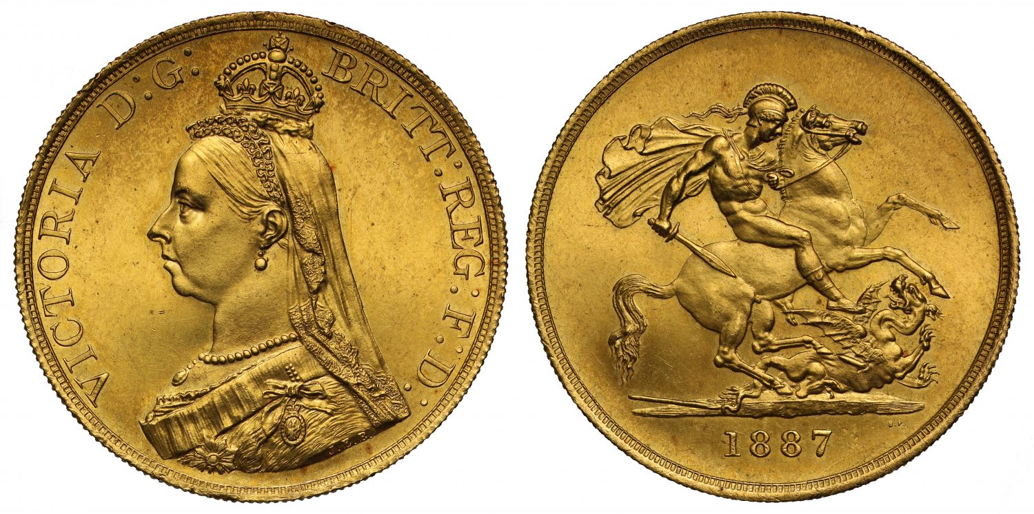 Victoria 1887 gold Five Pounds