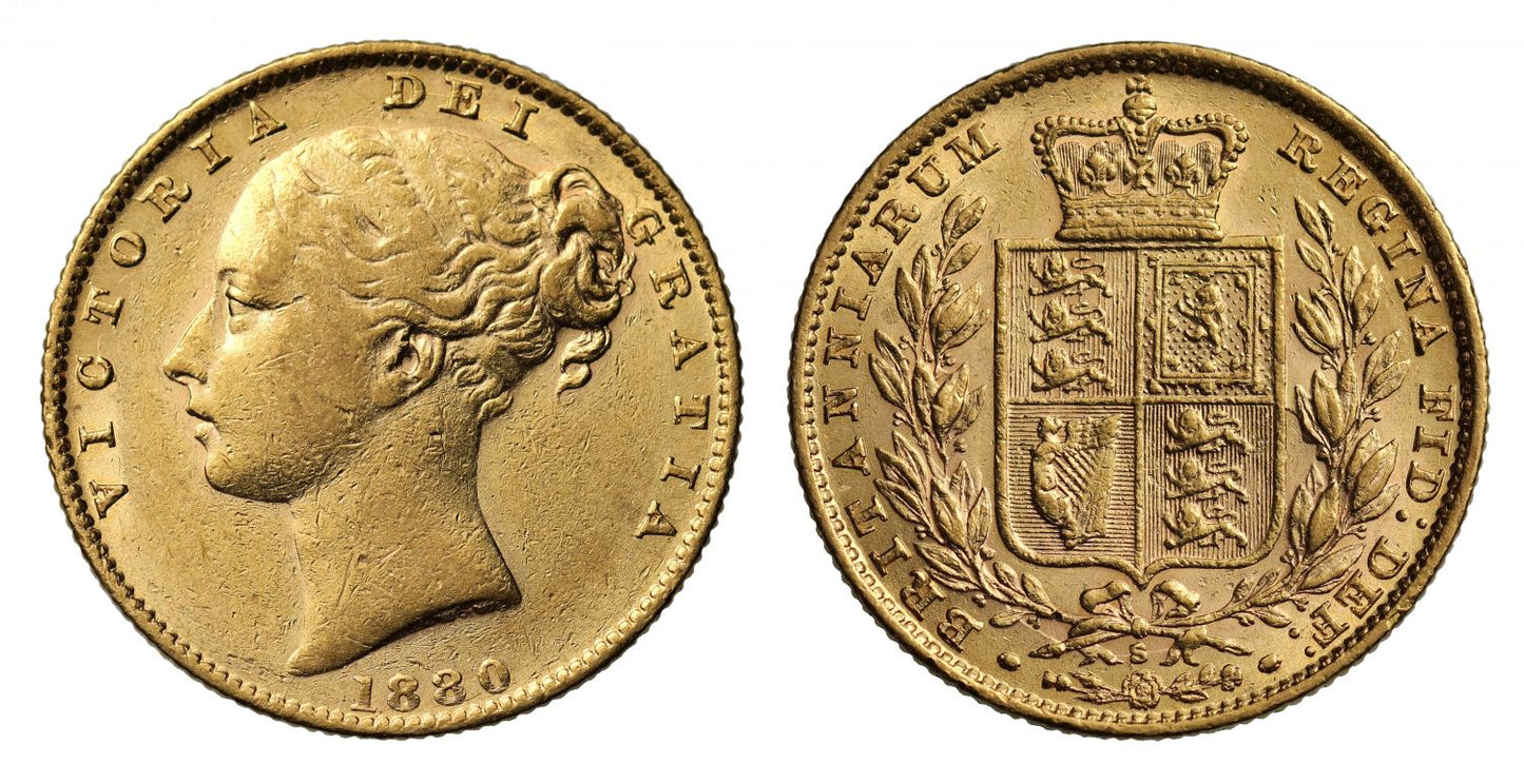 Victoria 1880 Sydney mint Sovereign, inverted A for V