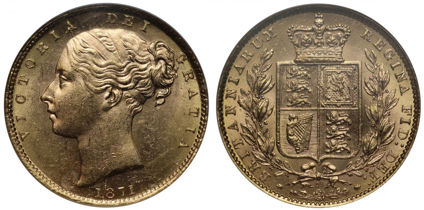 Victoria 1871 Sovereign MS62