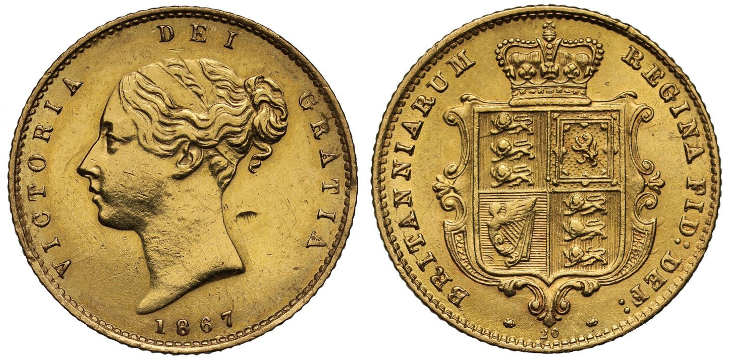 Victoria 1867 Half-Sovereign, die number 20