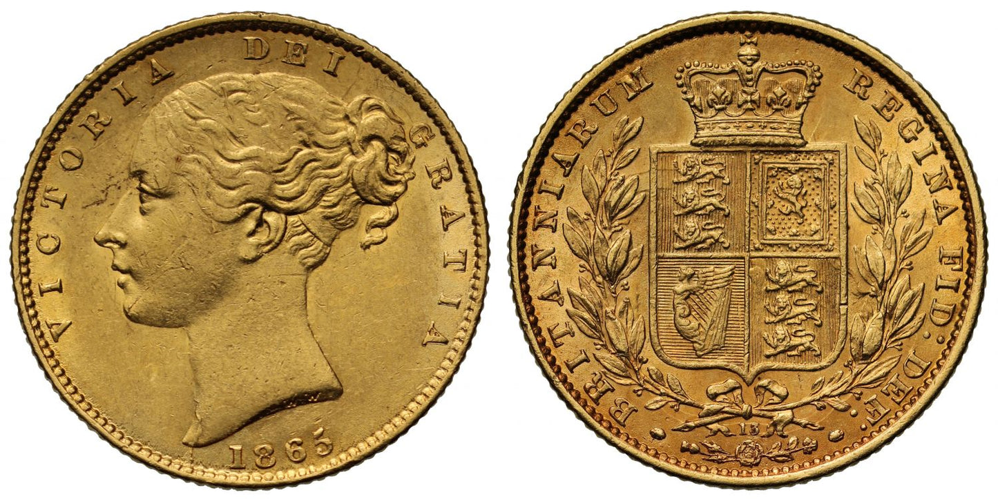 Victoria 1865 Sovereign, die number 13
