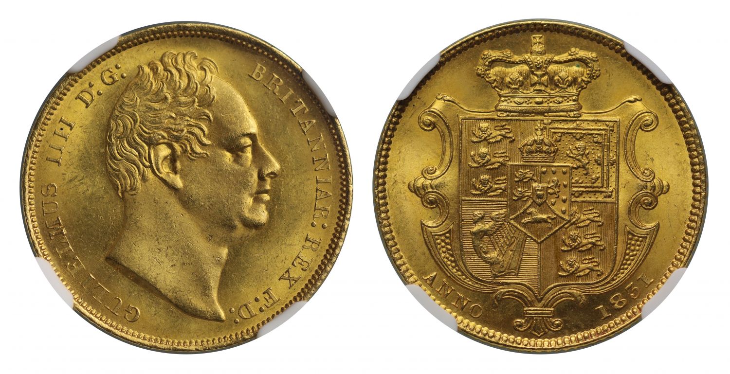 William IV 1831 Sovereign,WW no stops MS65