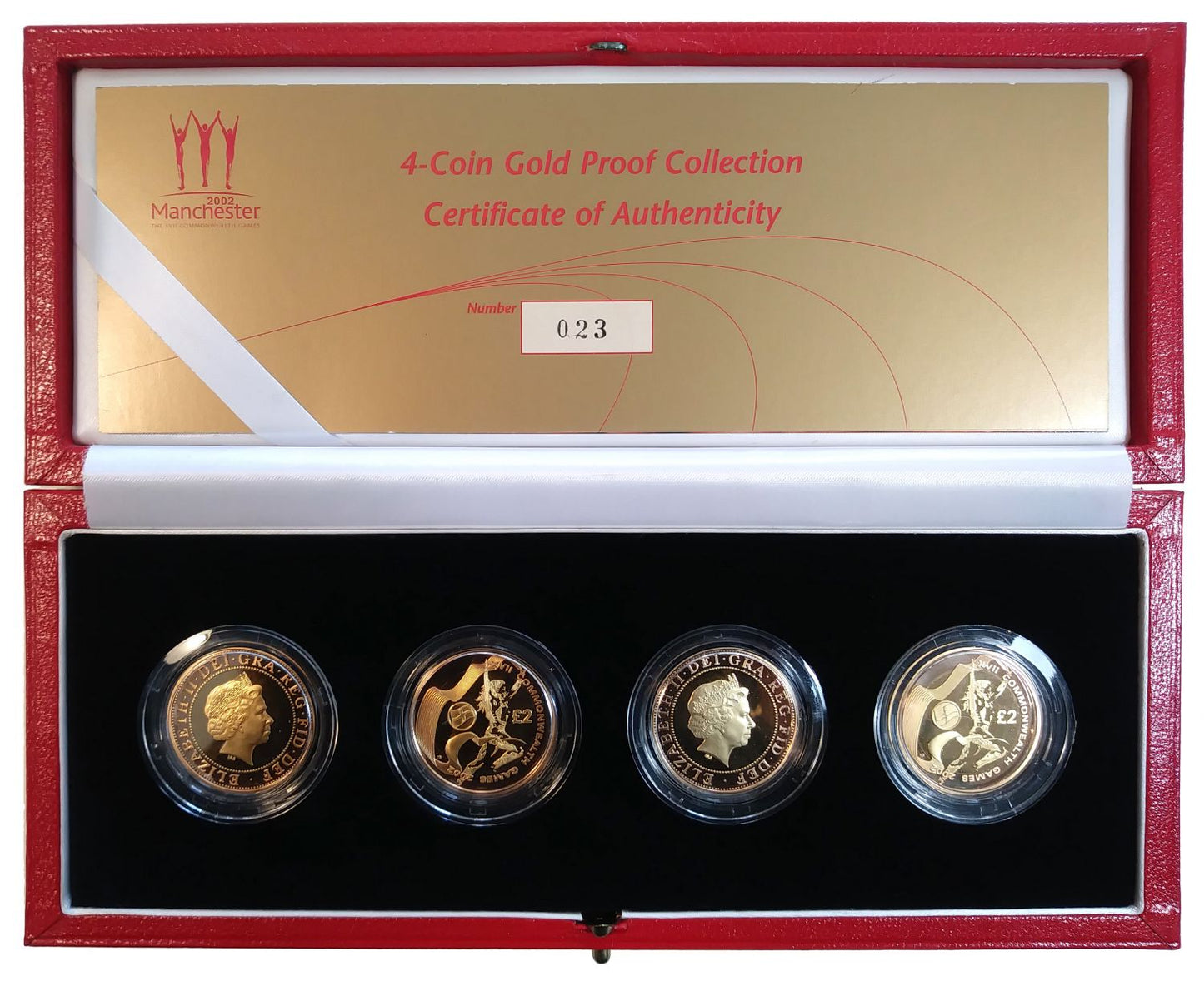 Elizabeth II 2002 Commonwealth Games proof gold Two Pounds four coin Set