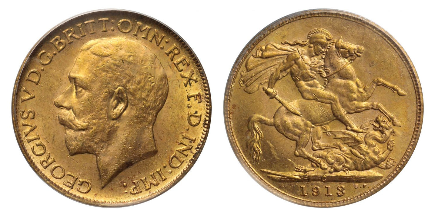 George V 1913 C Ottawa Sovereign MS62